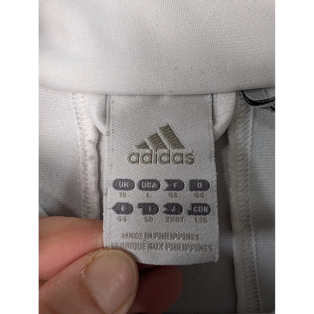 Adidas Climalite Track Jacket White Silver 3-Stripes Full Zip Mens Size L 5683